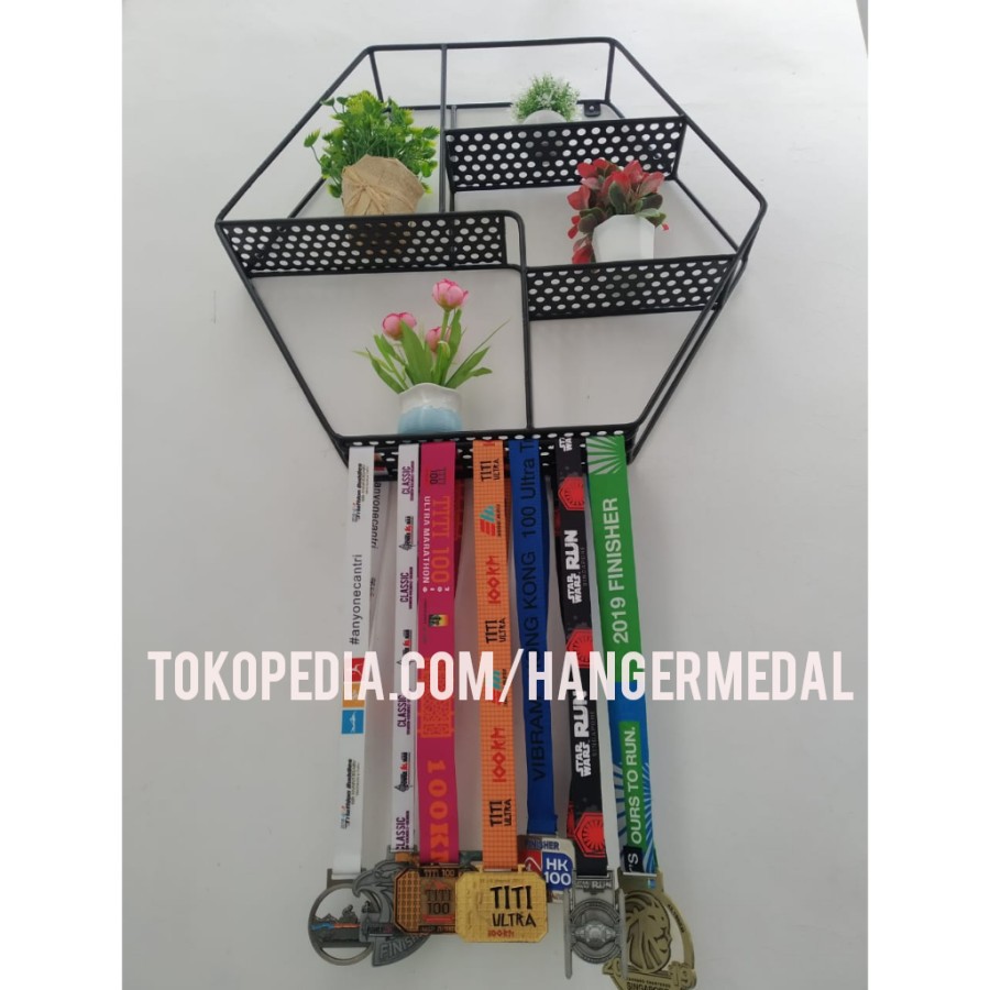 MEDAL HANGER - GANTUNGAN MEDALI TROPI HEXAGON RAK BUNGA HIASAN TANAMAN