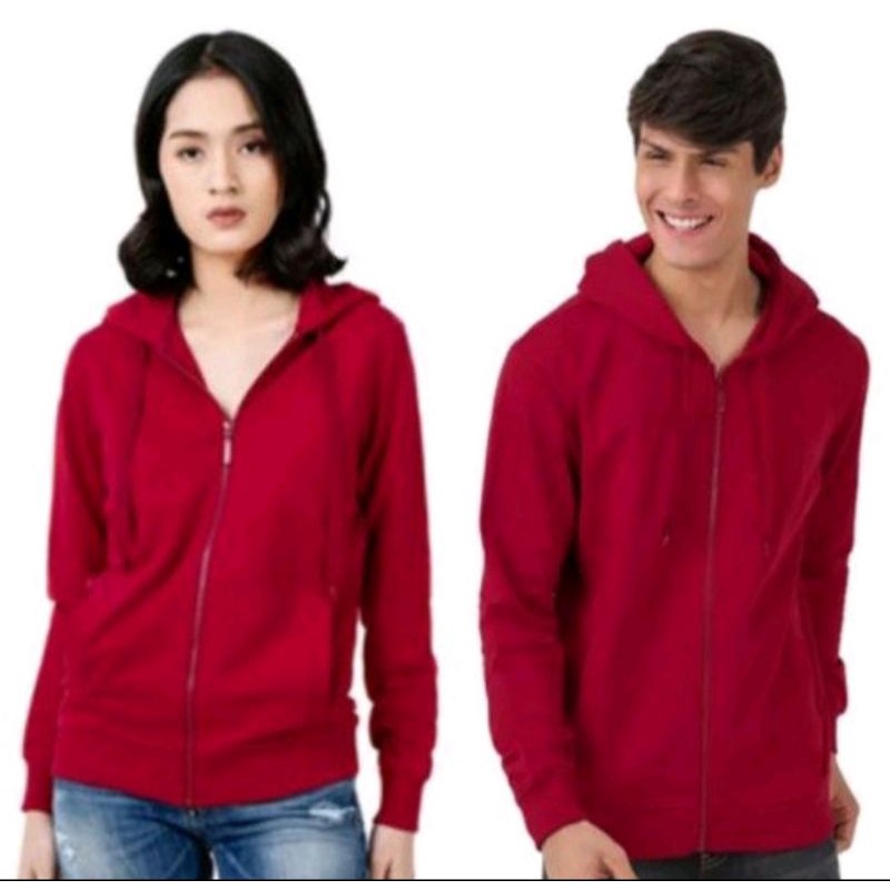 BESUTO Jaket Pria Wanita Zip-Up Hoody - Crimson Red [S,M]