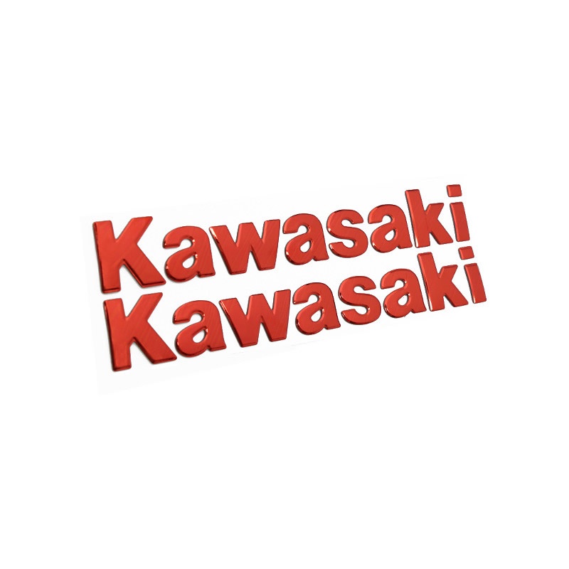 2pcs Stiker Emblem Kawasaki 3D Bahan Karet Lembut Warna Emas / Merah / Silver Untuk Motor