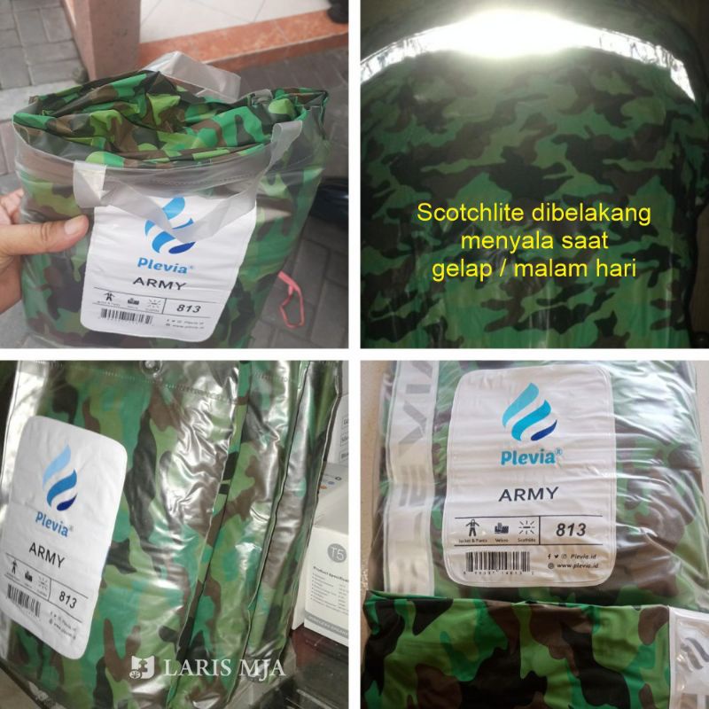 Jas Hujan Stelan Jaket Celana Dewasa / Malvinas / Army / Plevia 813