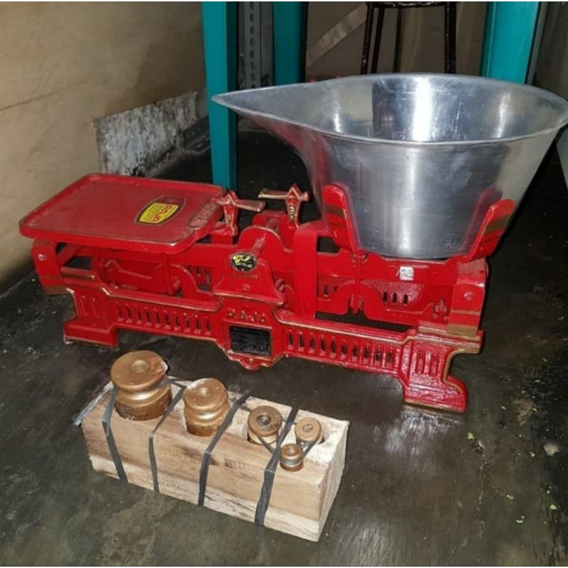 Timbangan Duduk Batu | Kodok | Besi | Merek Raja + 1 Set Batu Anak Raja