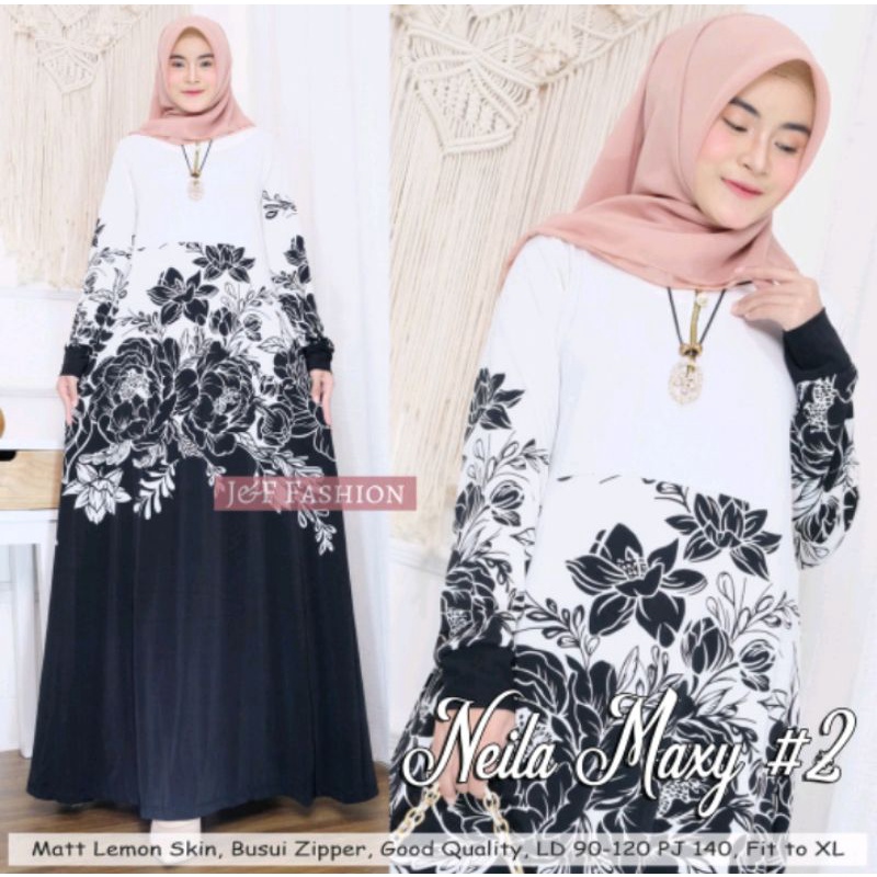 GAMIS TURKI JERSEY PREMIUM MOTIF BUNGA BUSUI