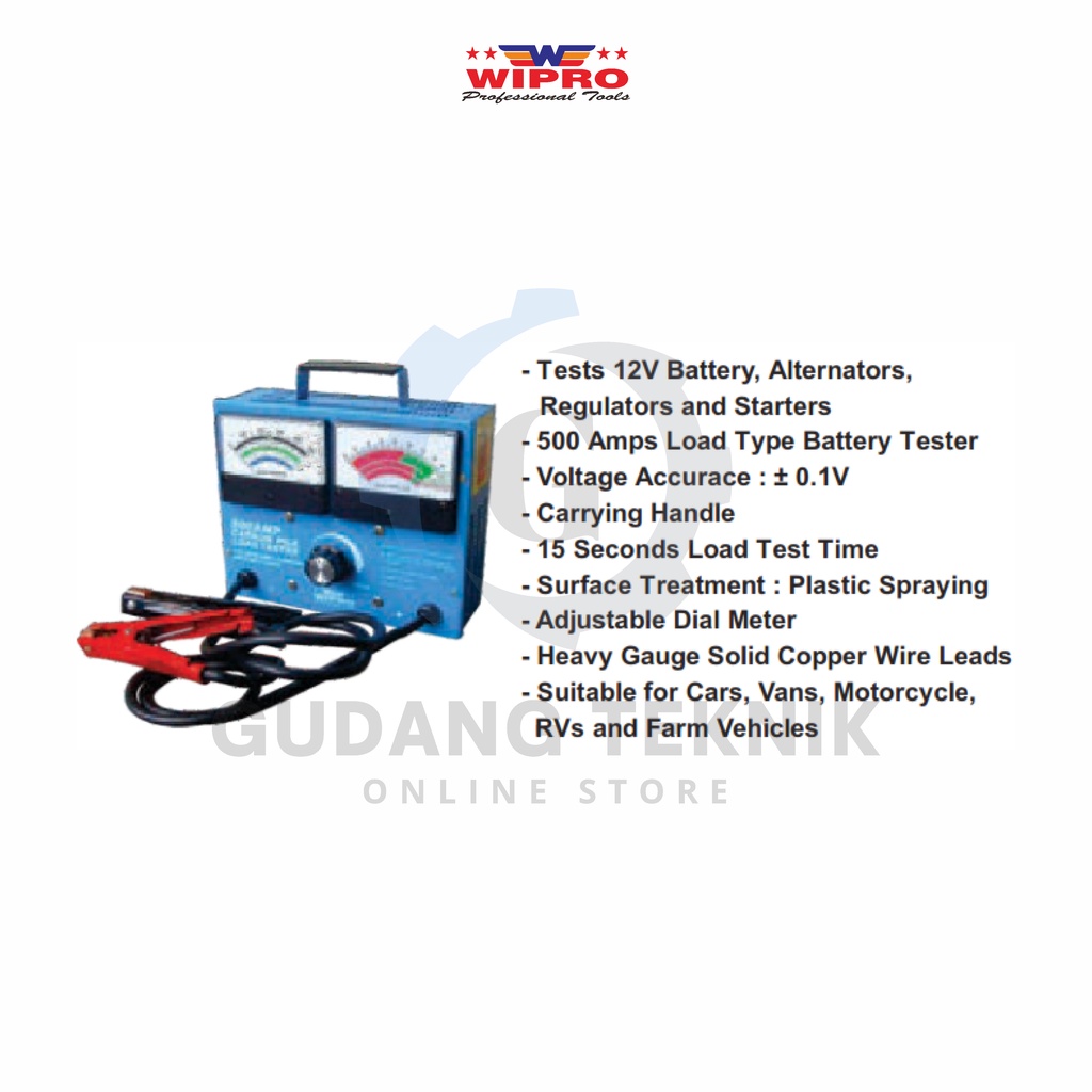 Battery Tester WIPRO BT-2050 / Alat Cek Aki ACCU Mobil Motor WIPRO BT2050 - Tester Baterai WIPRO BT 2050