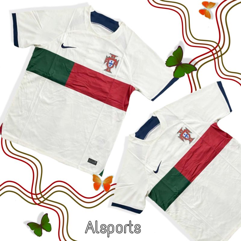 Jersey Bola Portugal Away 2022 / 2023 Baju Bola Negara Portugal World Cup Putih | Dijamin Grade Ori,