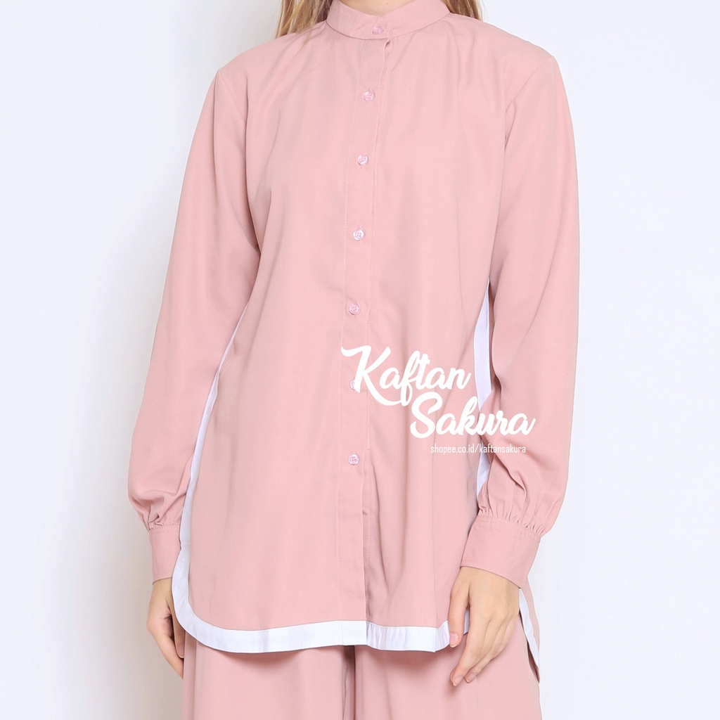 oneset kekinian polos pink dusty , fashion wanita muslim ,  Baju setelan celana kulot  ,Setelan Baju Muslim Wanita Terlaris