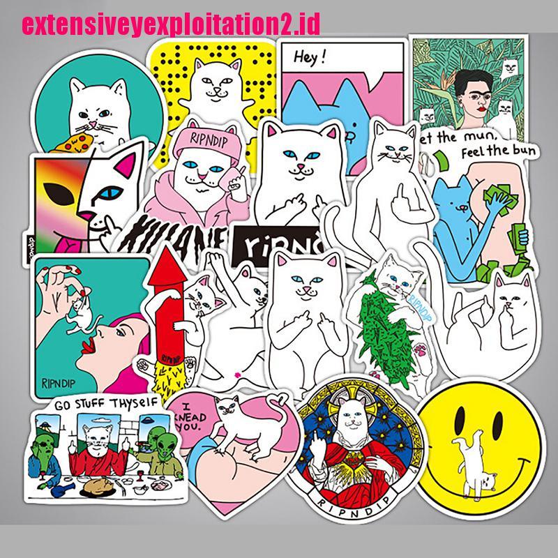 &lt; E2id &amp; &gt; 50Pcs / Set Stiker RIPNDIP Lucu Untuk Dekorasi Koper / Laptop / Skateboard