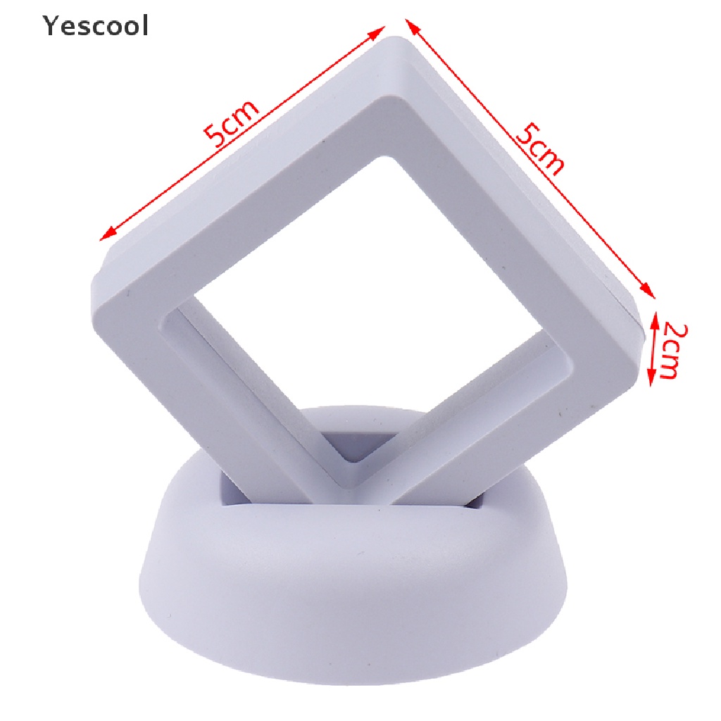 Yescool Kotak Frame Display Holder Koin / Perhiasan Bentuk Persegi 3D Dengan Stand