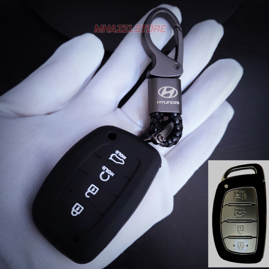 Gantungan kunci remote keyless cover casing mobil HYUNDAI CRETA HYUNDAI STARGAZER 4 TOMBOL model anyam