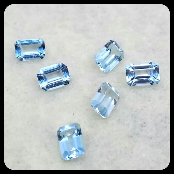 PASTI MURAH !!! NATURAL BATU PERMATA BLUE SKY TOPAZ CUTTING OCTAGON, TOP LUSTER SERAT BERSIH LOSTONE