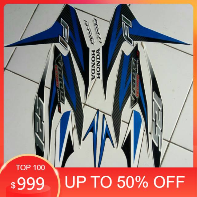 Stiker striping honda vario techno old 125 2012 putih biru
