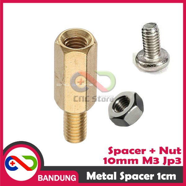 SPACER PCB METAL SPACER LOGAM SPACER COPPER 10MM X 3MM HEXAGONAL PLUS NUT