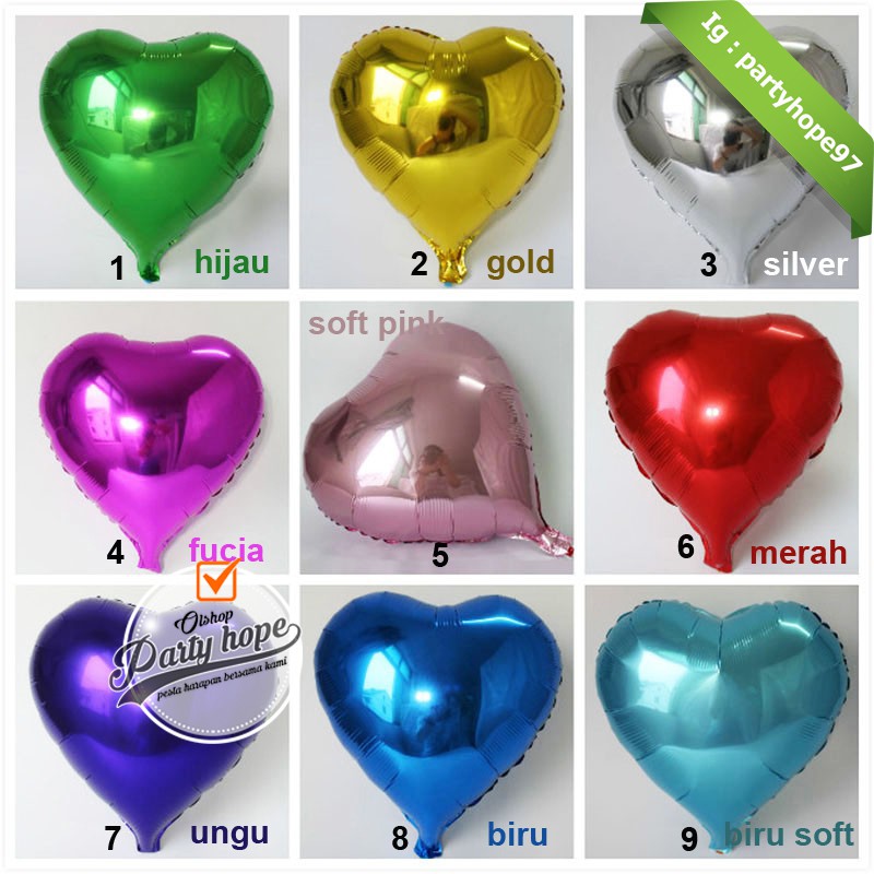 Balon Hati / Balon Love / balon foil hati / balon bentuk hati / balon foil / balon foil hati 40 cm