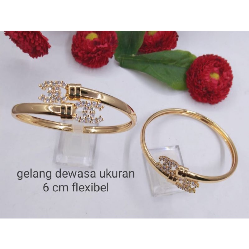 Sdrj16. Gelang tangan xuping wanita dewasa lapis emas dgn mata zircon