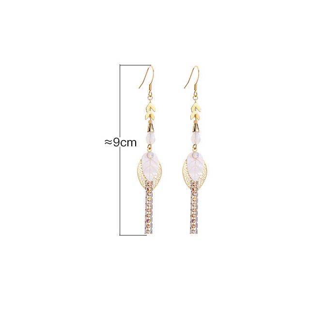 LRC Anting Gantung Fashion Gold Shell Crystal Diamond Earrings F60230