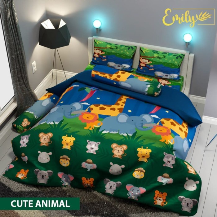 SEPREI SPREI ANAK MOTIF KARAKTER KARTUN TERBARU BAHAN KATUN HALUS UK 180X200 - CUTE ANIMAL single be