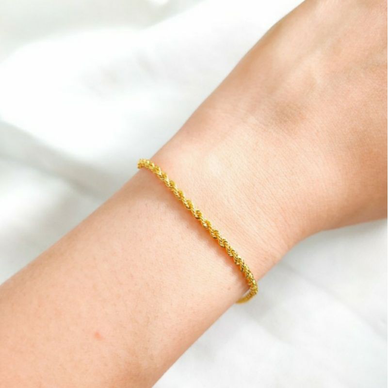 Gelang Wanita Tali Rantaii Korea warna Cantik Gold Perhiasan Emas asli