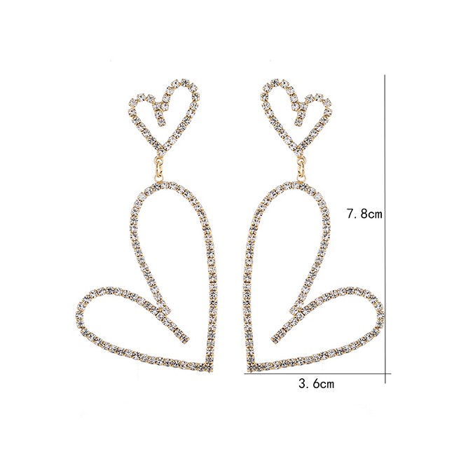 LRC Anting Tusuk Fashion Love Alloy Diamond Earrings D28738