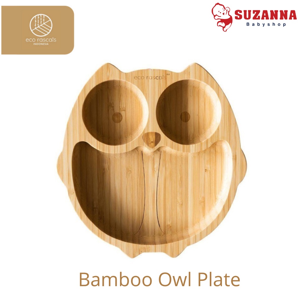 Eco Rascals Bamboo Owl Plate with Suction