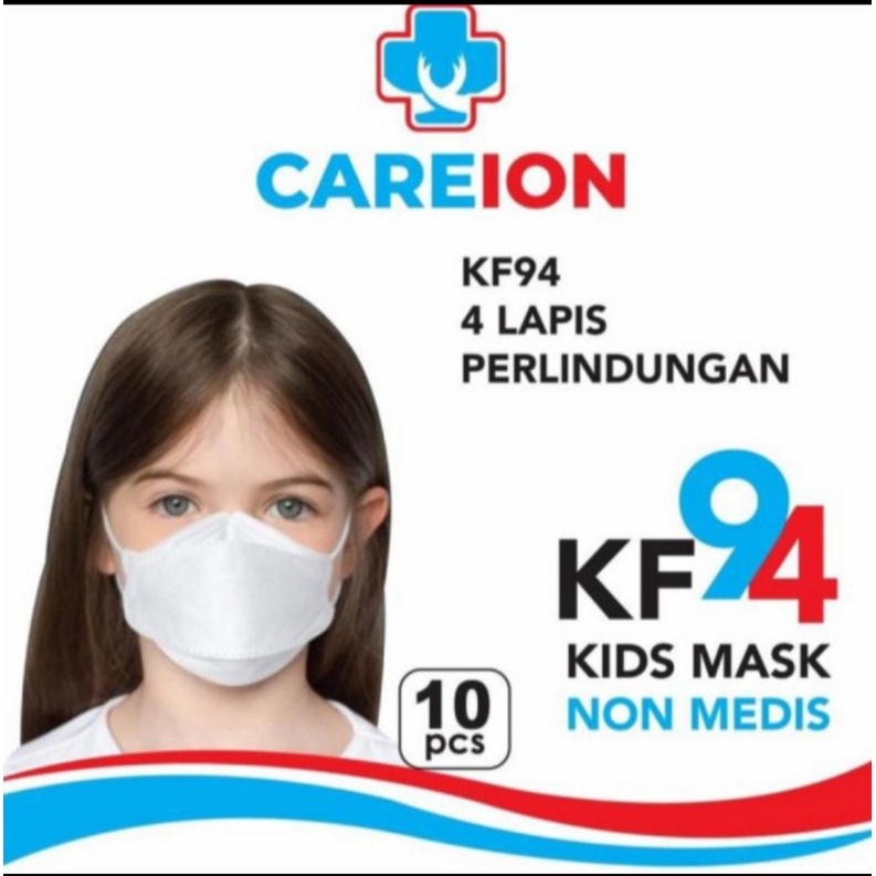 MASKER ANAK KF94 KOREA 4PLY KF 94 HITAM PUTIH 4D ISI 10