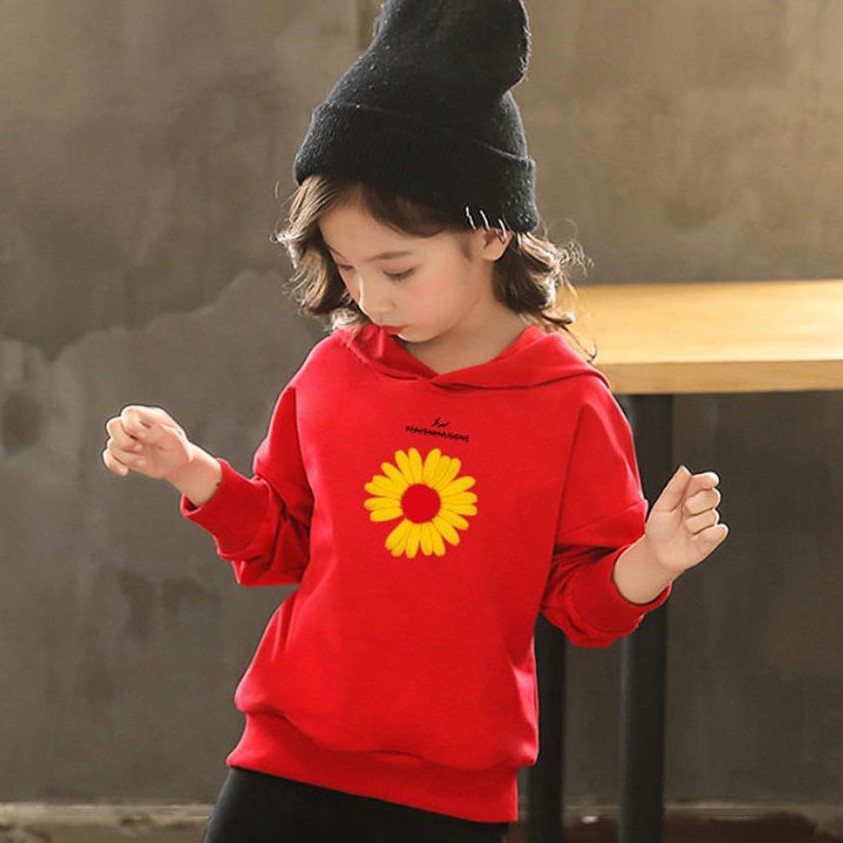 Sweater Anak Daisy Flower Hoodie Anak Fleece Pakaian Anak Perempuan