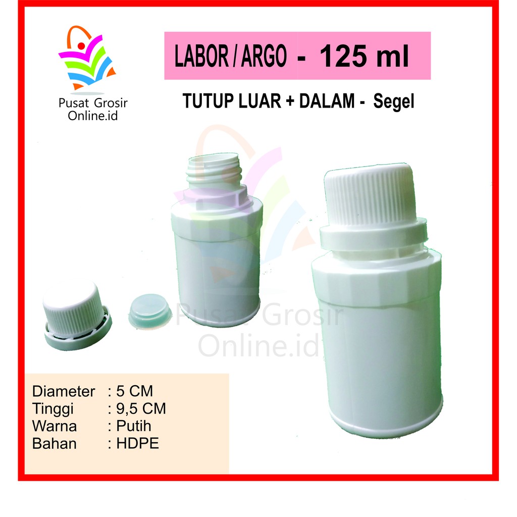 Botol LABOR 125 ml agro Pert 125ml Plastik HDPE solid pupuk Bulet cc BARU  PUTIH