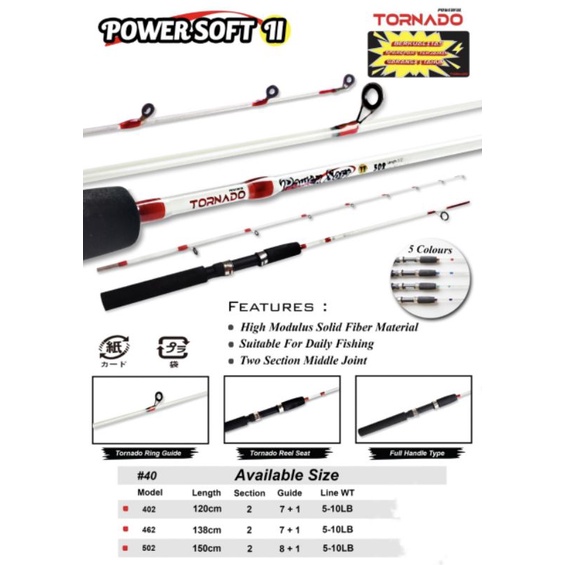 joran fiber solid lentur tornado power soft II 135cm