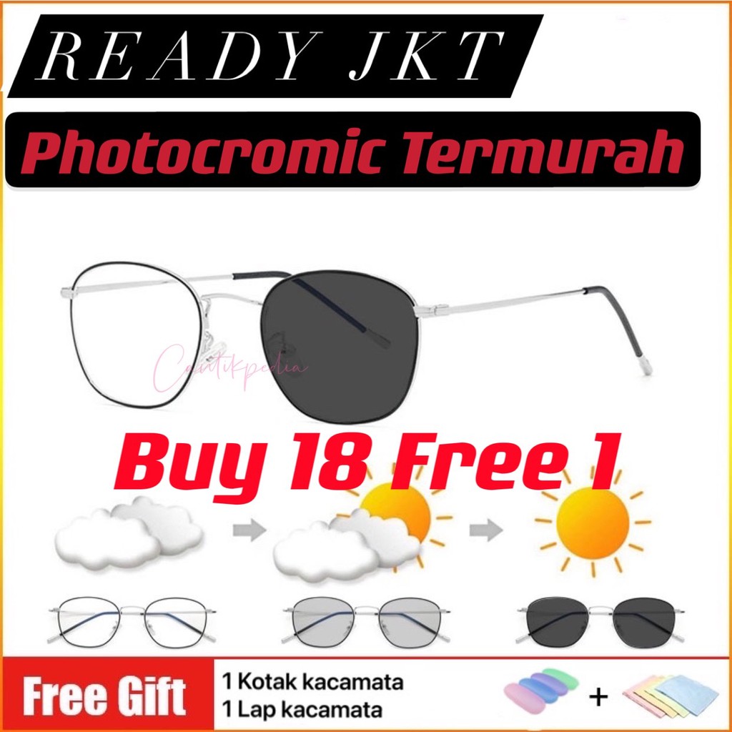 KACAMATA PHOTOCROMIC PHOTOCHROMIC 2 IN 1 ANTIRADIASI SINAR BIRU BLUERAY UV 400 KOREA  STYLE