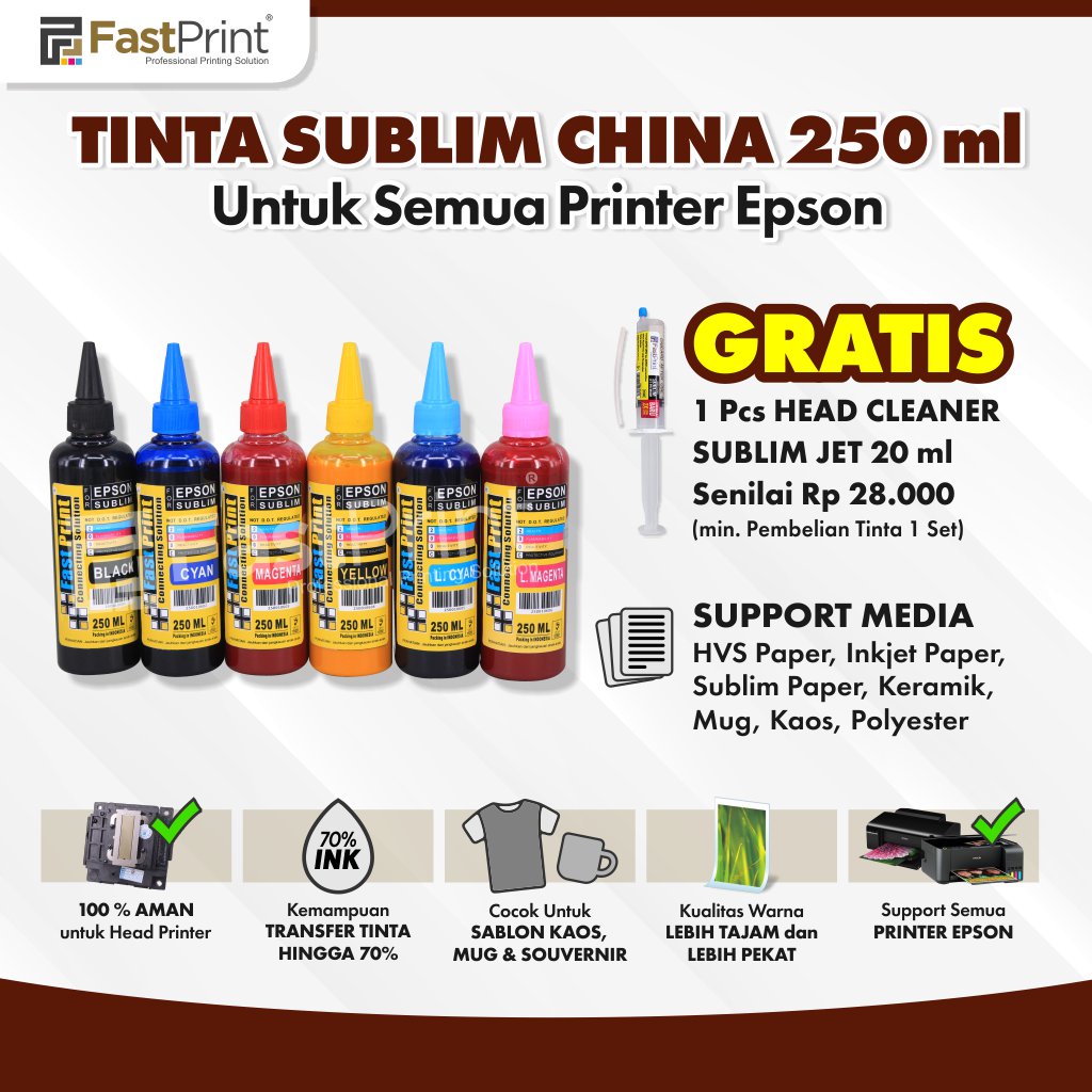 Tinta Refill Sublim Sublime Premium Epson 250 ML