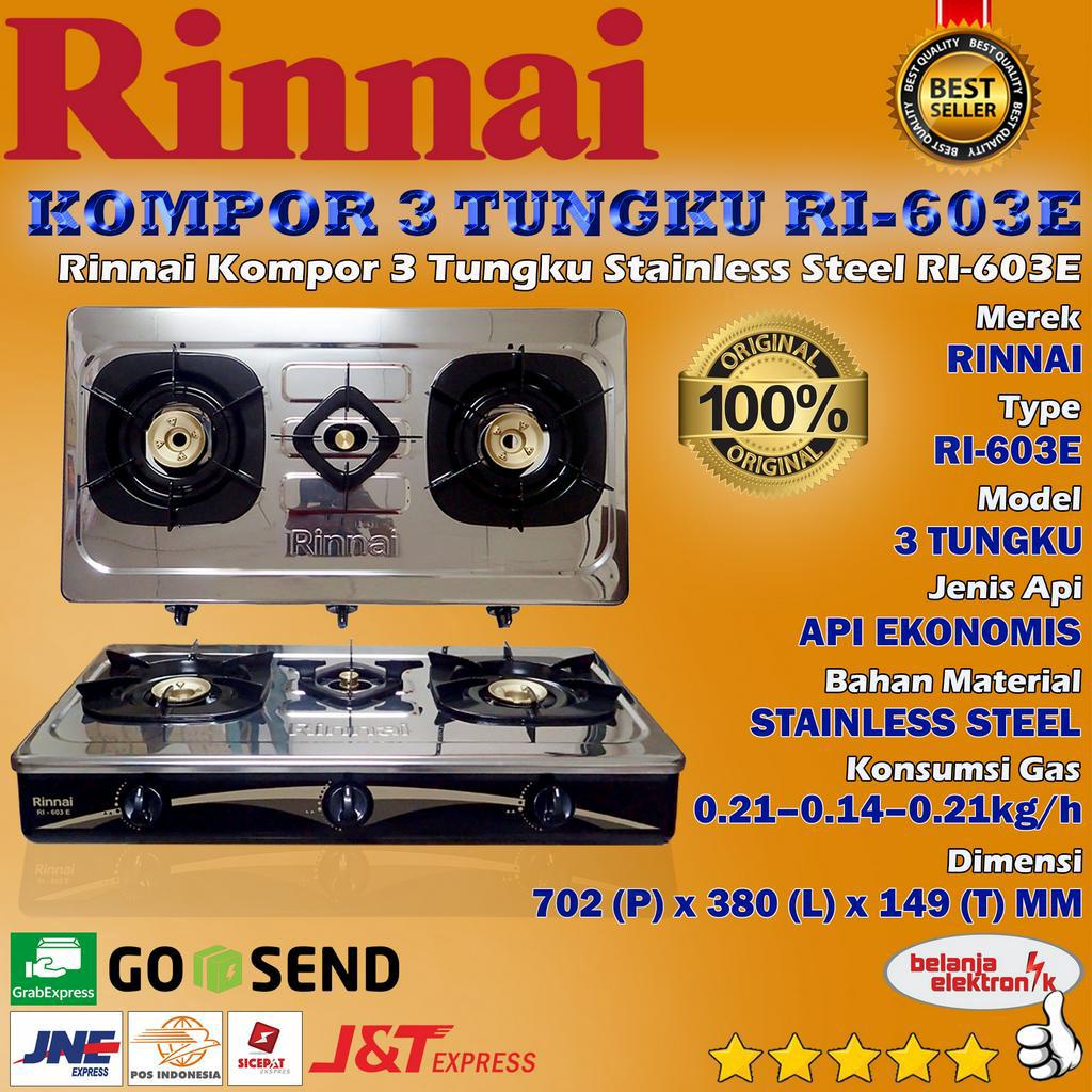 RINNAI KOMPOR 3 TUNGKU STAINLESS STEEL RI-603E