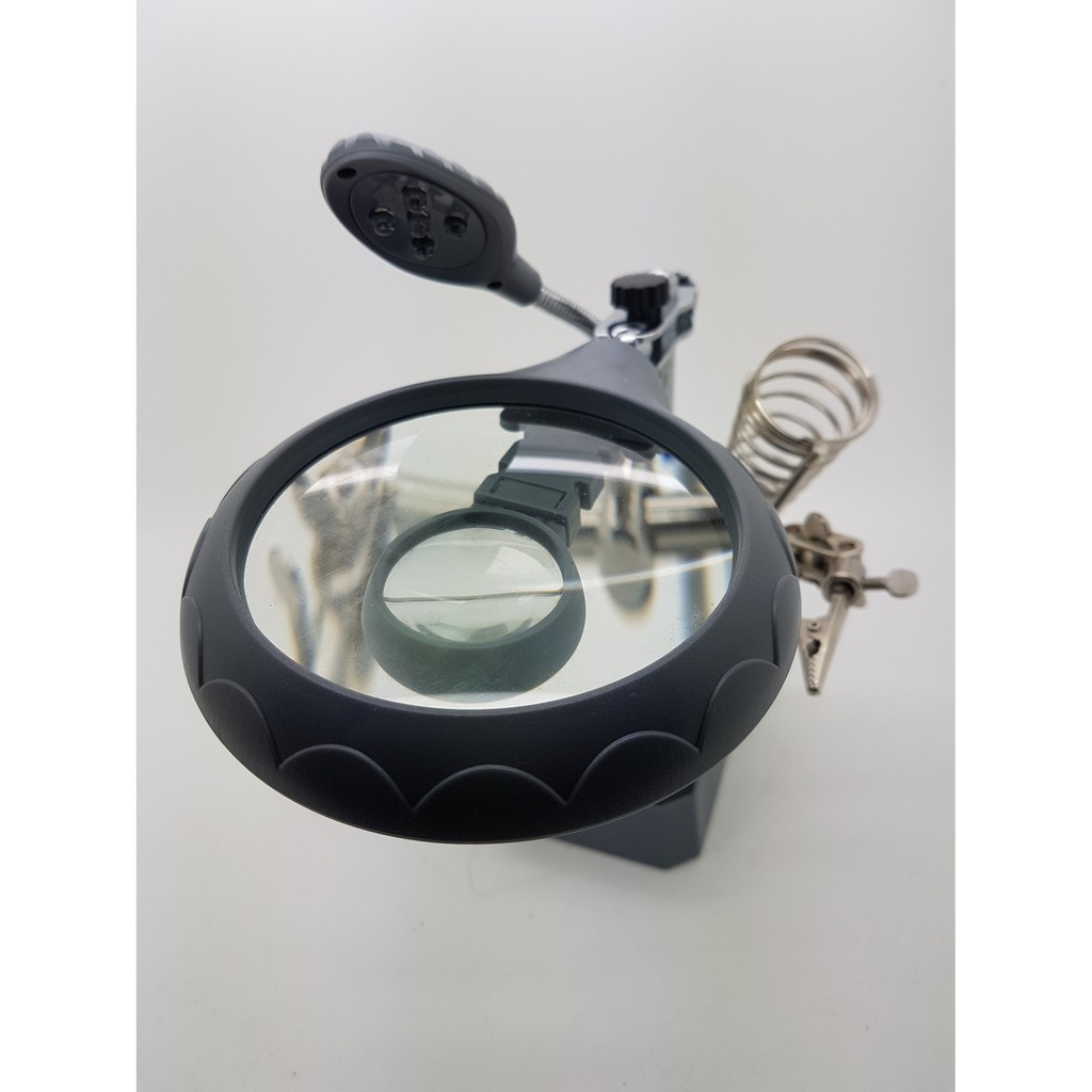 Pegangan Solder TE-800 ( magnifier with auxiliary clip ) with 5 led