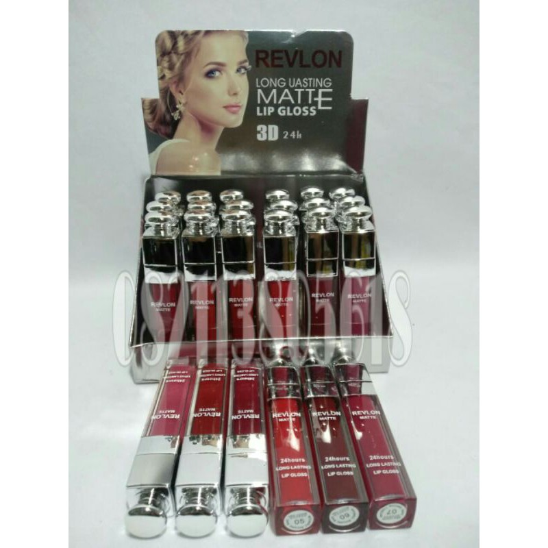 ( PER BOX ) LIPCREAM REVLON 3D MATTE LONG LASTING/ LIPGLOSS REVLON PENTOL ISI 24PC / REVLON MAHKOTA