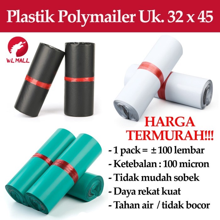

Ginger- (Uk. 32x45) Amplop Plastik Kantong Packing Olshop Polymailer - Hitam