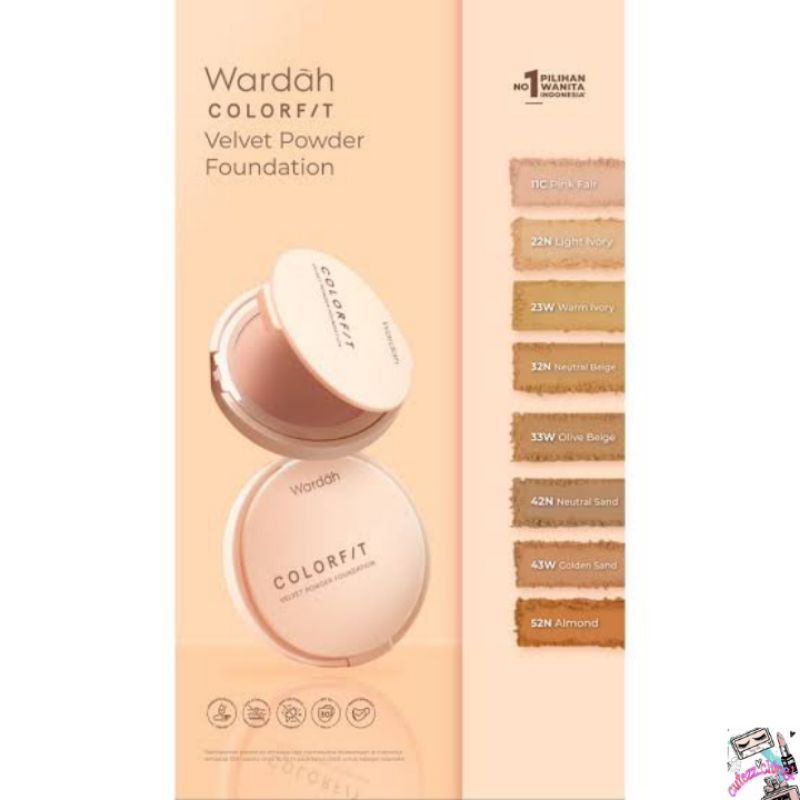 ☃️Cutezz_Ching1☃️Wardah Colorfit Velvet Powder Foundation SPF 20 PA+++ 11g