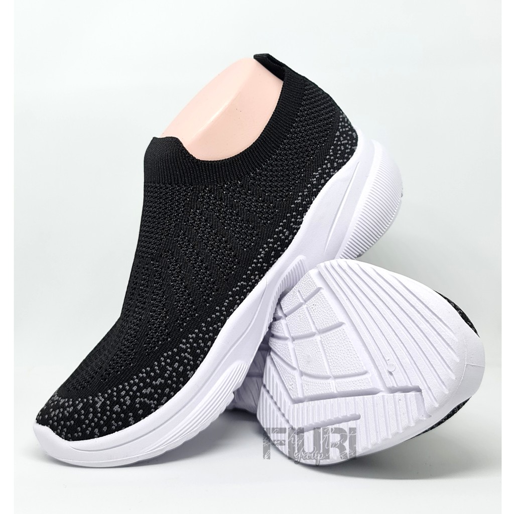 FIURI - Ando Original - NAOMI 37-40 HITAM PUTIH - Sepatu Kets Wanita - Sepatu Sneakers Wanita - Sepatu Olahraga Sport Wanita - Sepatu Casual - Sepatu Jogging Lari Fitness Gym Senam Wanita - Sepatu Sekolah Bertali SD SMP SMA-5