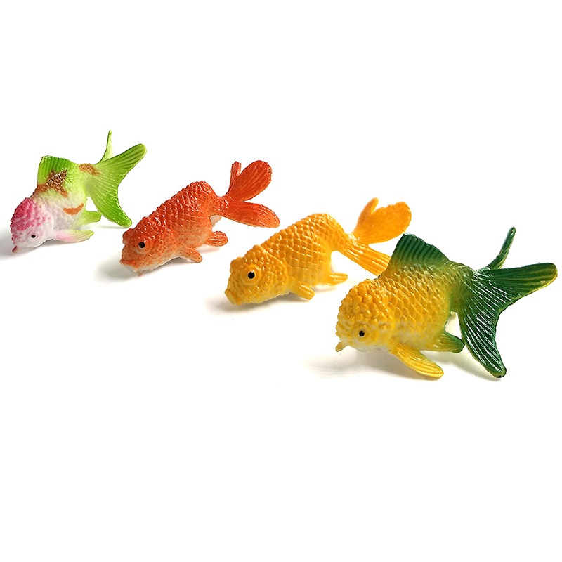 12 Pcs / set Mainan Miniatur Simulasi Hewan Ikan Mas Kawaii Untuk Taman