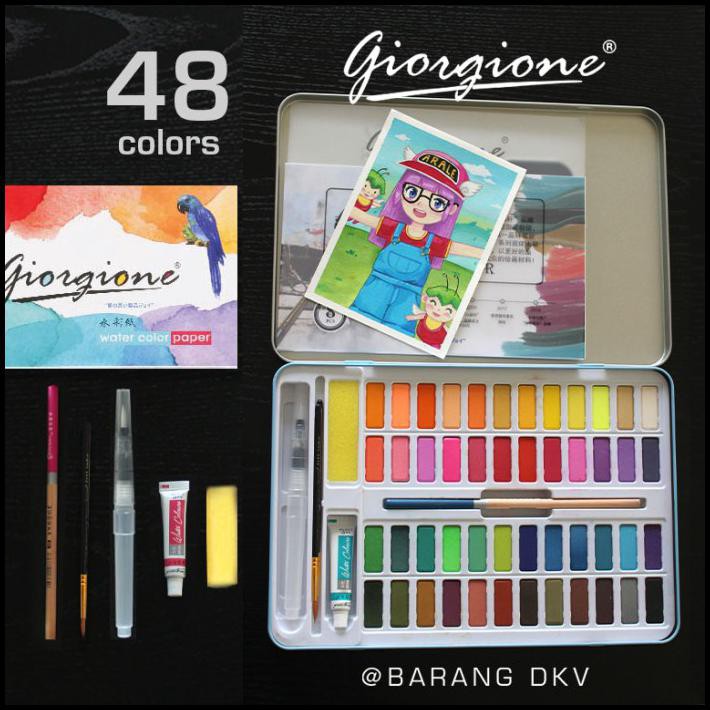 

Promo Giorgione 48 Warna Colors Solid Watercolor Cat Air Box Set - Hitam