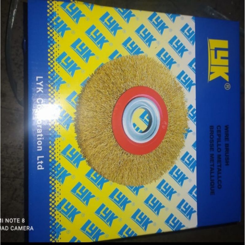 Sikat kawat baja bulat - wire brush 8" LYK sikat kawat kuning