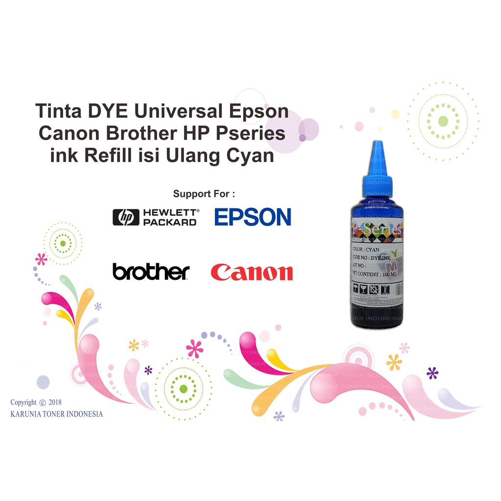 Tinta DYE Universal For Printer Epson, Canon, Brother, HP P-series ink Refill isi Ulang