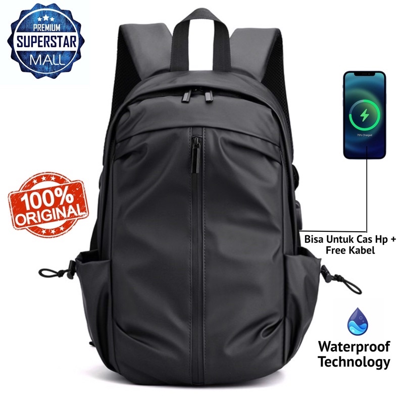 Tas Ransel Laptop Usb Premium Anti Air Original Bisa Untuk Cas Hp