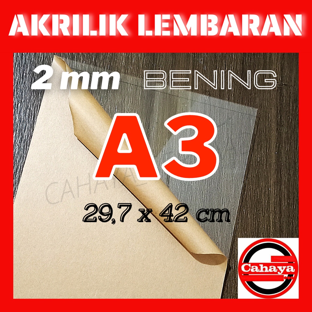 

Akrilik Acrylic Lembaran A3 2 mm Transparan Bening 29,7 x 42 cm Marga Cipta Akrilik Potong