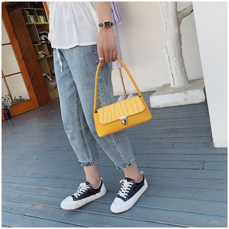 TAS WANITA 3031 -  TAS RETRO  CROCO  VINTAGE  SHOULDER BAG WANITA IMPORT TASBATAMRZ - C