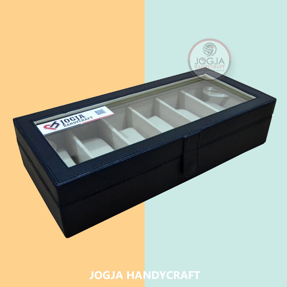 Black Cream Kotak Tempat Kacamata isi 6 Glasses Box Organizer Box penyimpanan kacamata