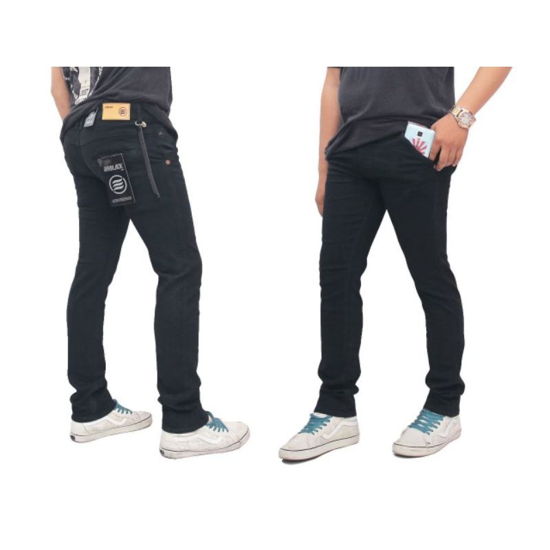 Celana Levis Hitam Pensil Pria Cowok Cowo Laki Laki Dewasa Jeans Panjang Slim Fit Pensil Skinny Baha