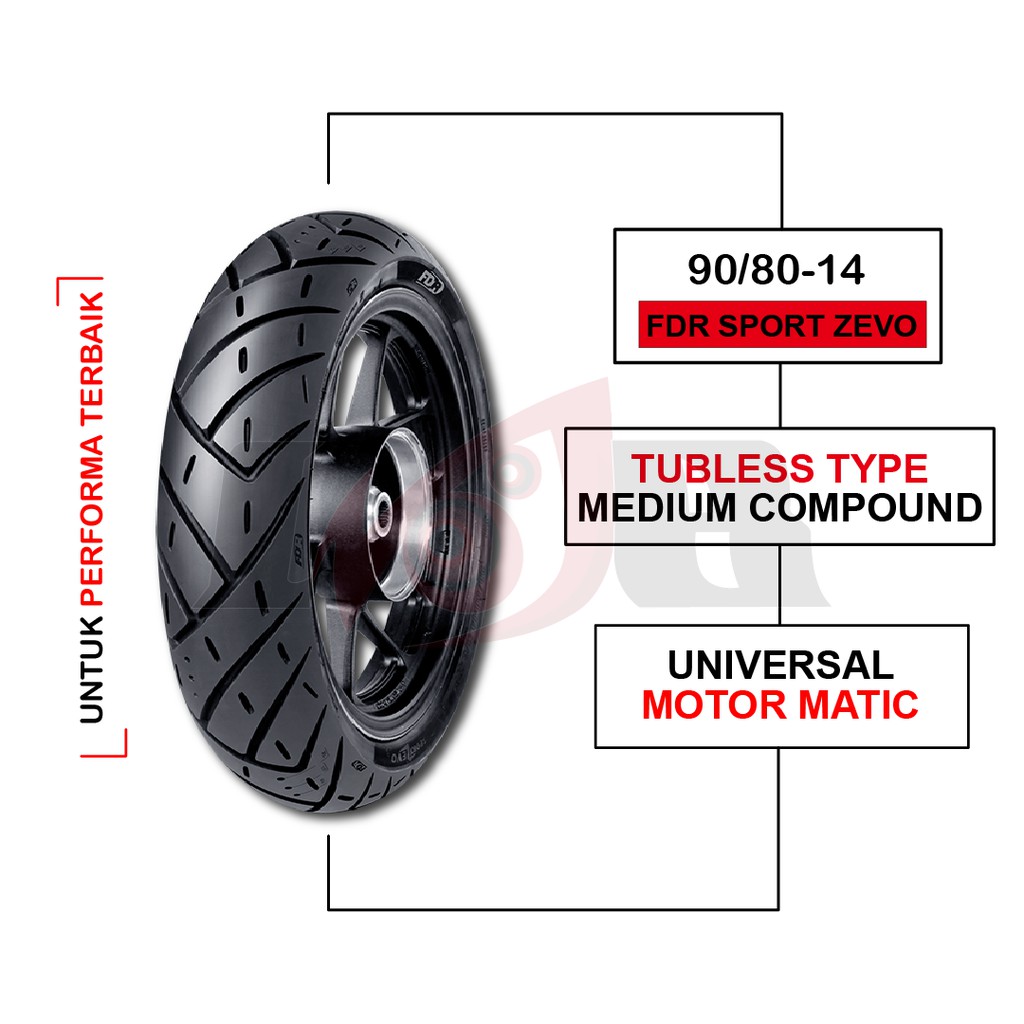 FDR 90/80-14 Sport Zevo Ban Tubeless Motor Matic Matik