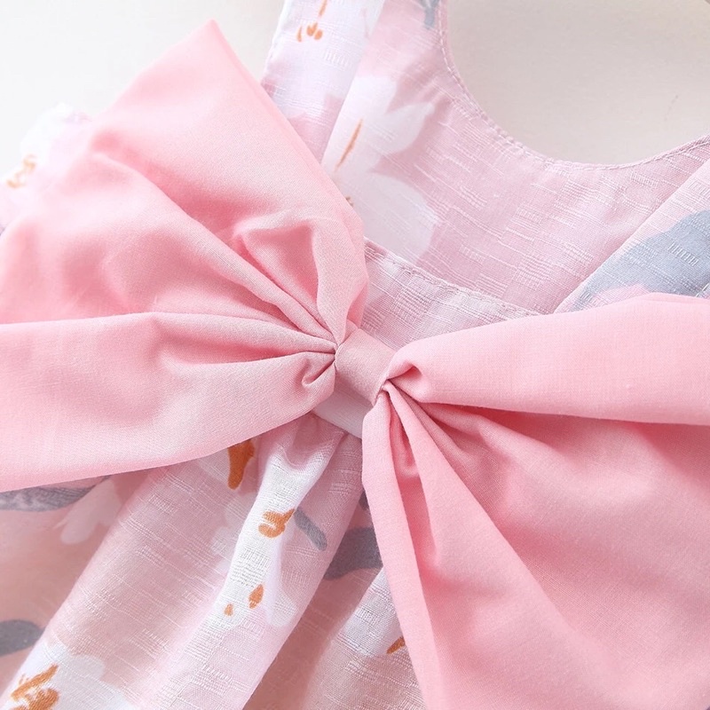 Set Dress Anak Perempuan Bahan Katun Import Premium Quality Free Topi Dress Anak Perempuan Pink Rok Terusan Anak Cewe Murah Dress Anak Santai dengan Topi