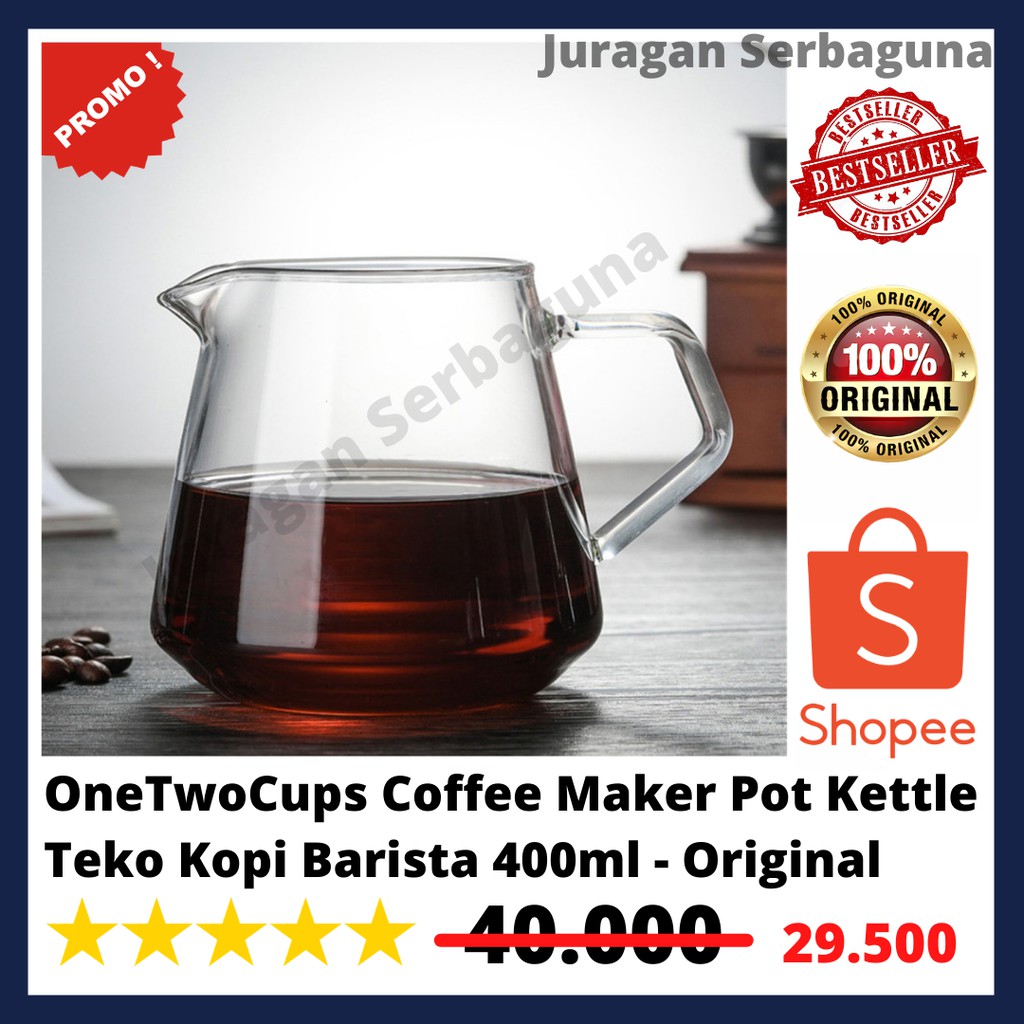 OneTwoCups Coffee Maker Pot Kettle Teko Kopi Barista 400ml - Original