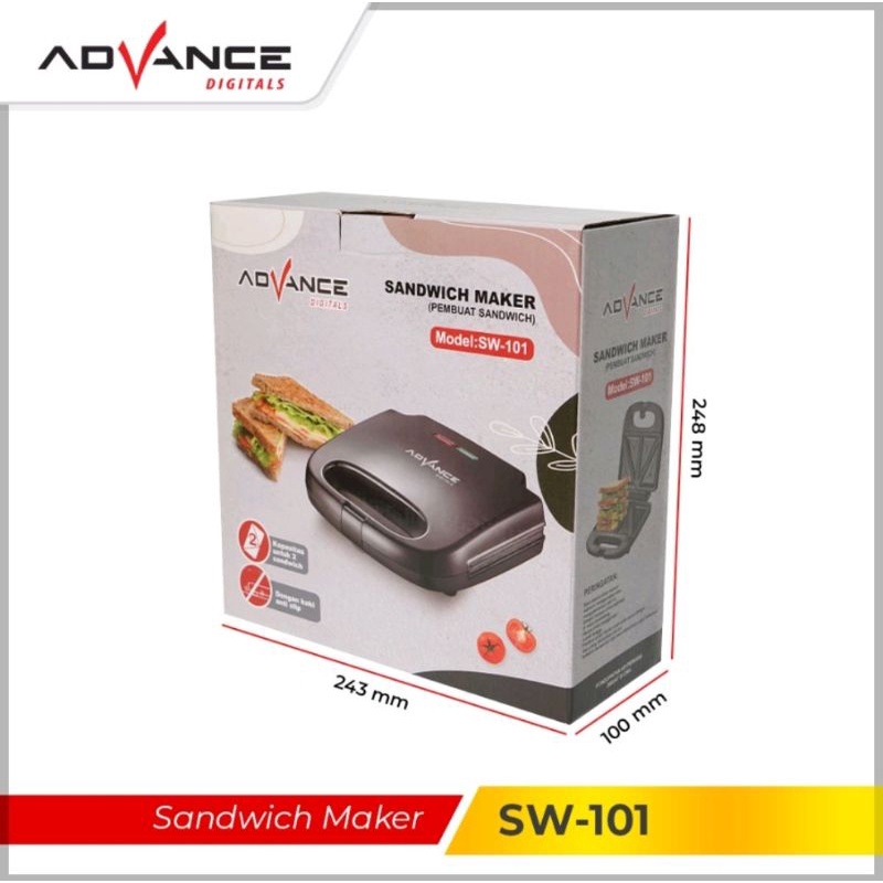 Advance Sandwich Maker SW-101 Mesin Pembuat Roti Lapis untuk Sarapan Garansi Resmi 1 tahun