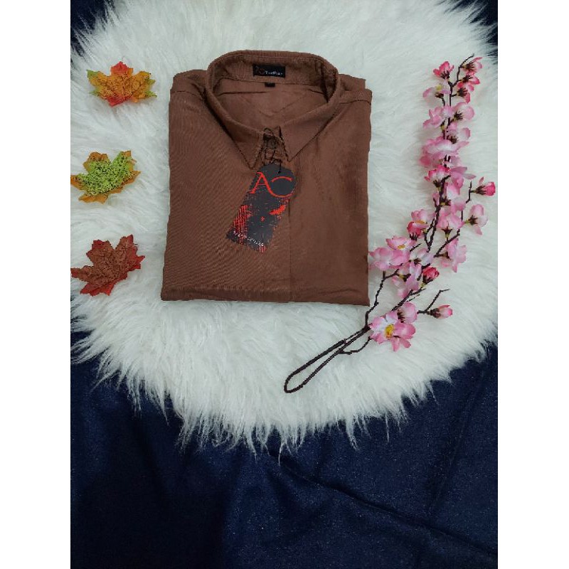 Baju Kemeja Wanita | Kemeja Cewek Lengan Panjang | Kemeja Premium | Kemeja Katun Wanita-Mocca K02