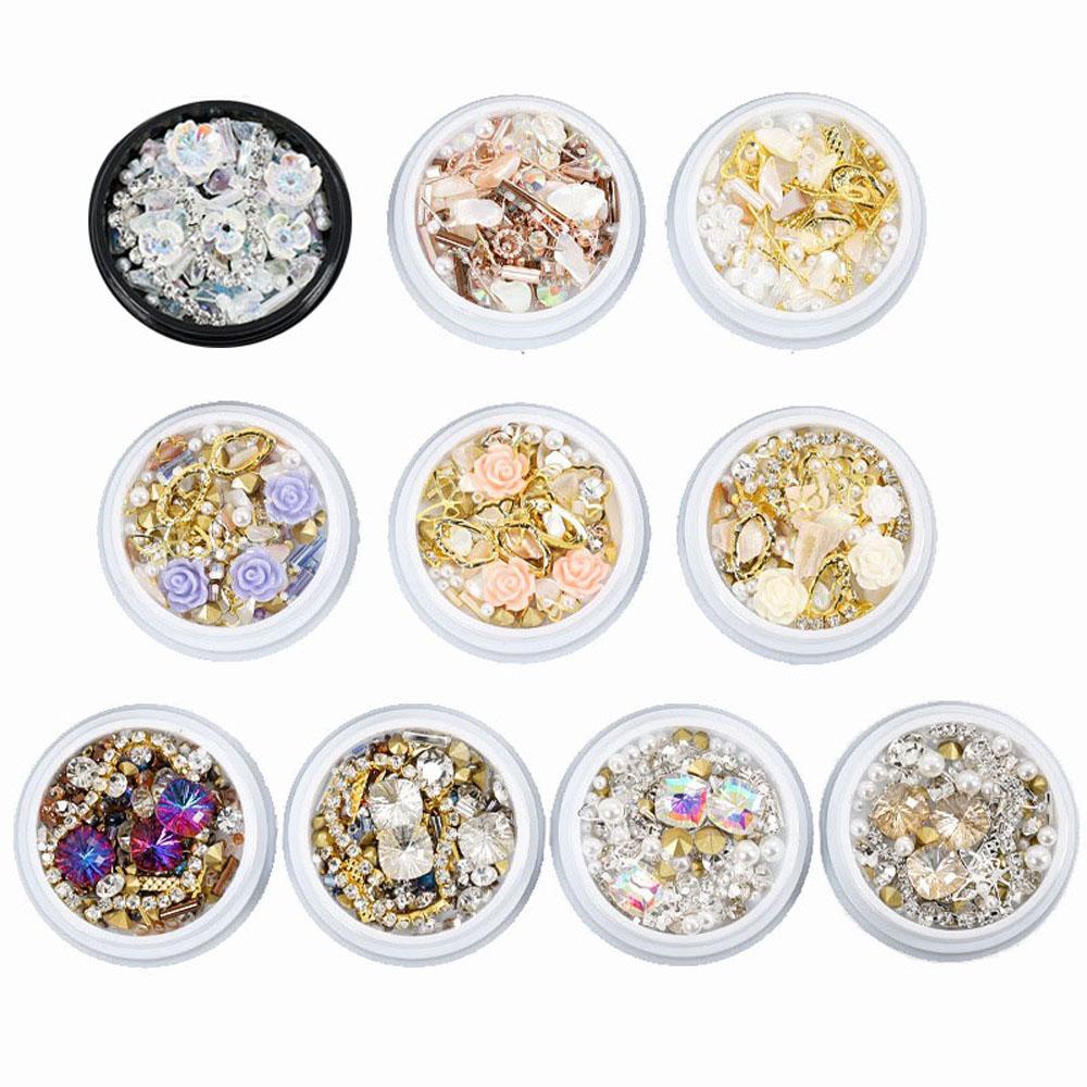 Mxbeauty DIY Dekorasi Kuku Pesona Berkilau Nail Patch Nail Sequin Campuran Rivet Mutiara Kristal Perhiasan