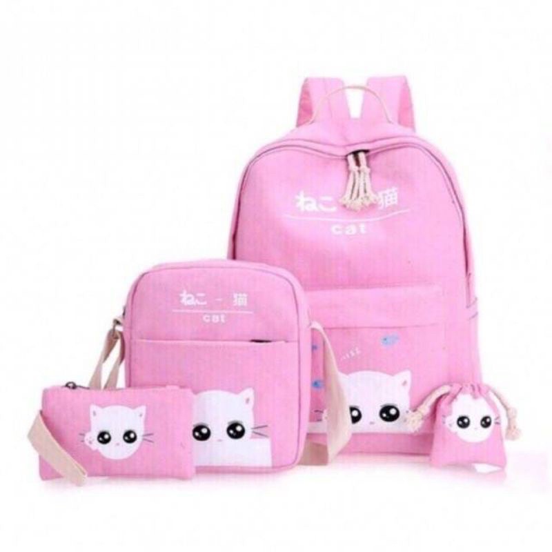 Tas Anak Perempuan SD Ransel Karakter kucing 4in1 Backpack Anak Sekolah Tas Perempuan